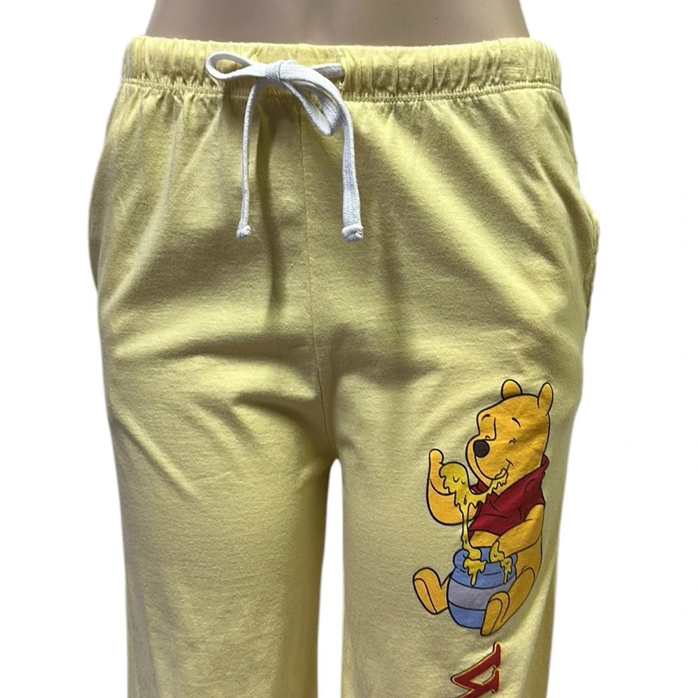 Disney Winnie The Pooh Cropped Pajama Pants Loungewear Yellow Large - Picture 2 of 15